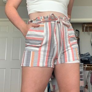 ✨funky striped paper bag shorts✨